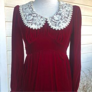 Vintage Edwardian Cranberry Velvet gown
